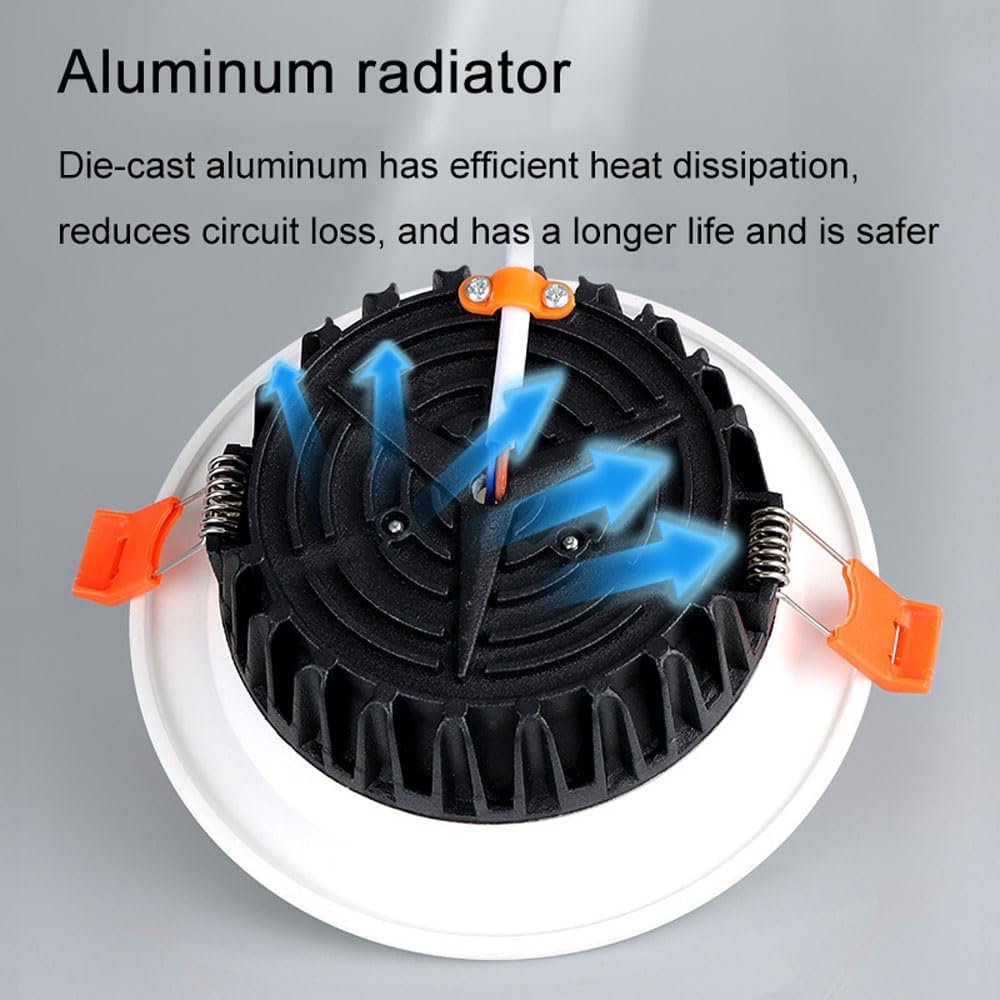 4 Pack Die-cast Aluminum Ceiling Downlight, 7W LED Recessed Ceiling Light, Dimmable Round Panel Lamp, Flat Downlight for Bedroom Living Room Corridor Dining Room Lighting Fittings