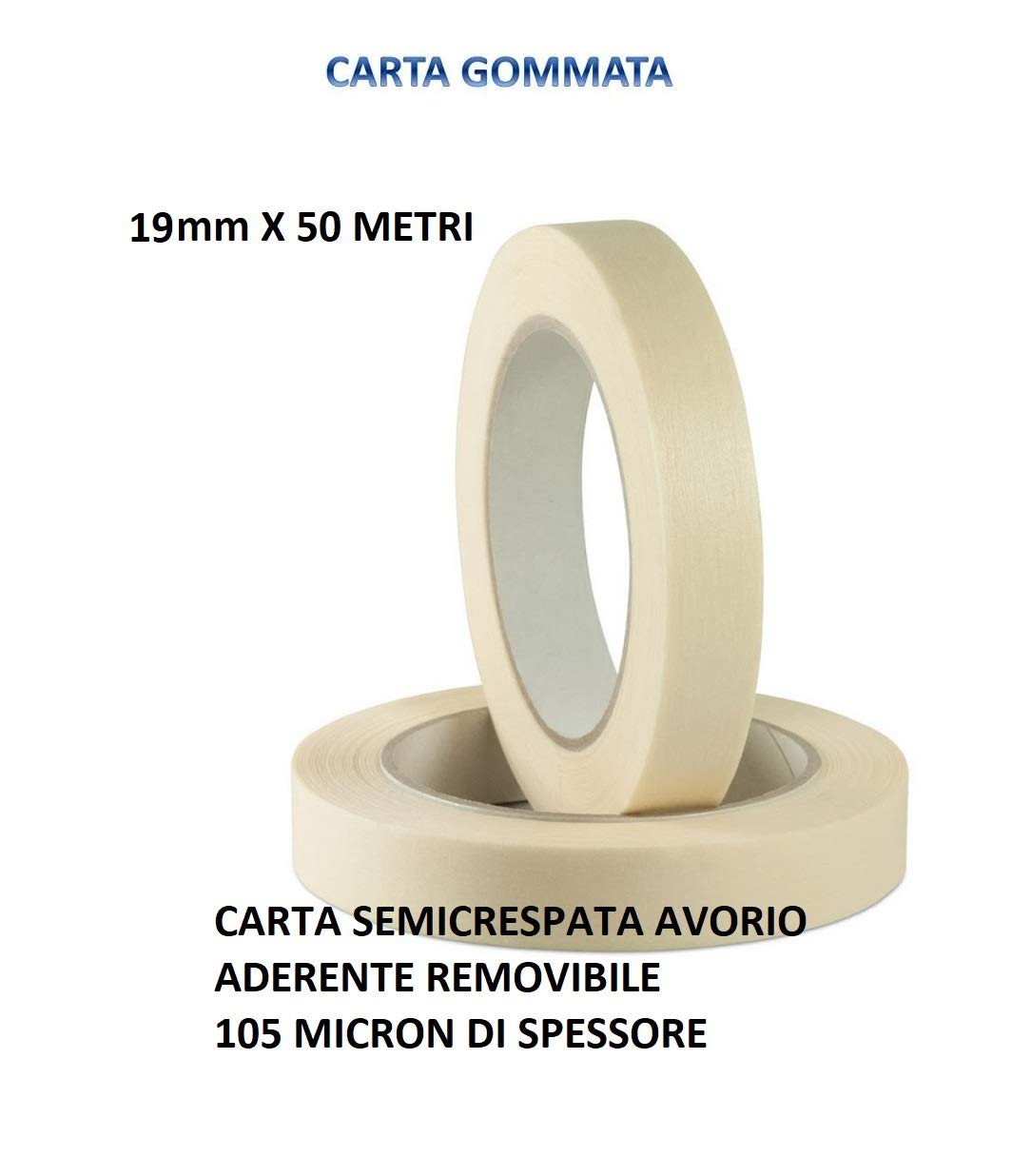 Nastro Carta Per Mascheratura 19mm - Confezione Da 16 Rotoli Da 50 Metri