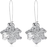 GUOXIAOMEI Bohemian Daisy Flower Matte Long Drop Dangle Earrings for Women - Chic Boho Tiered Floral Wedding Jewelry