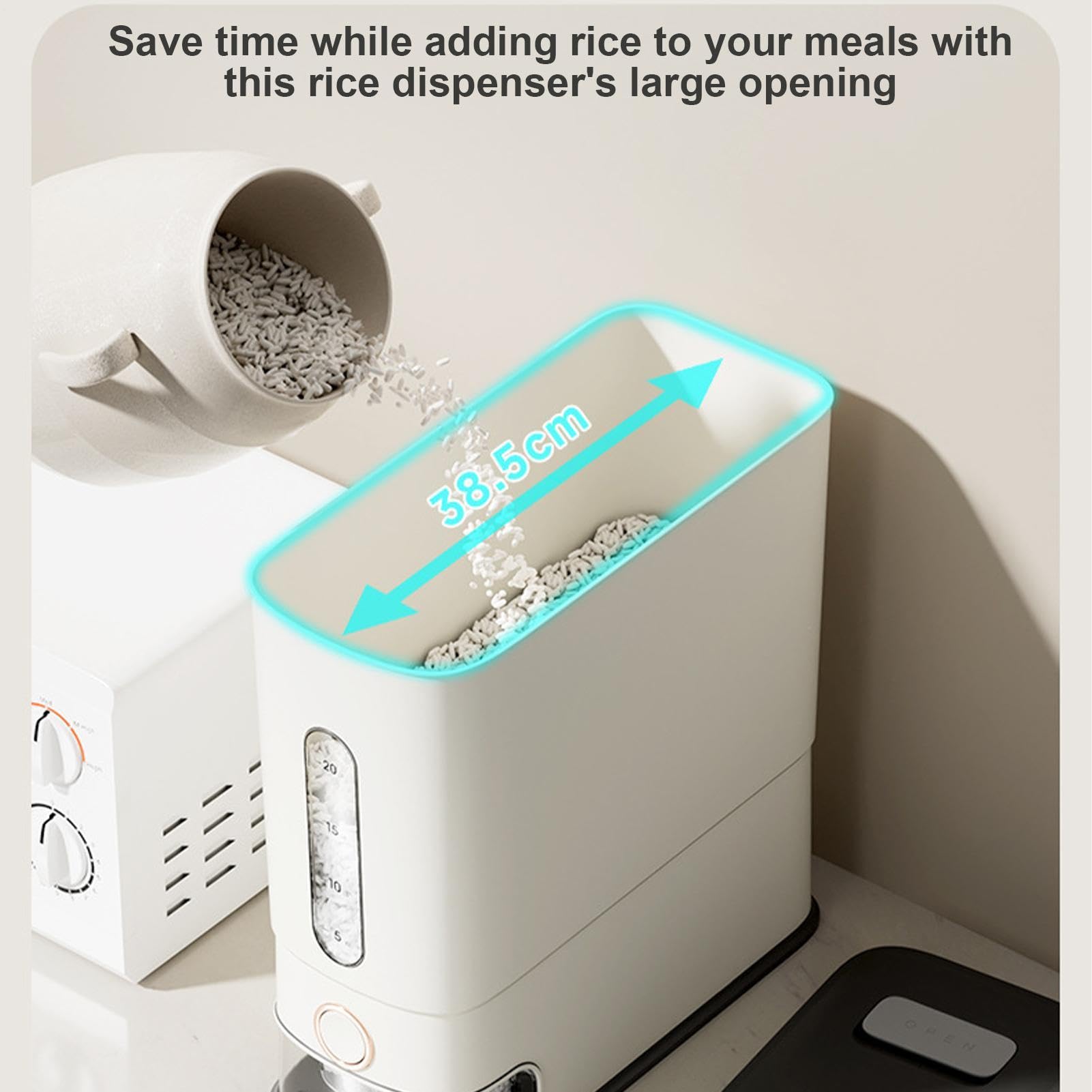 Grande Contenitore per Riso Capacità 24L a Pressione per Conservazione | Dispenser Per Conservazione Riso Per Uso Domestico Famiglia Casa Cucina Piano Di Lavoro Armadio Magazzino Interno