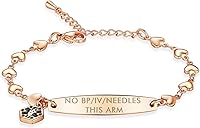 Vista 40 de mnmoom Pulseras de alerta médica para mujeres 6.5-8 pulgadas ajustables corazón links pulseras médicas con grabado