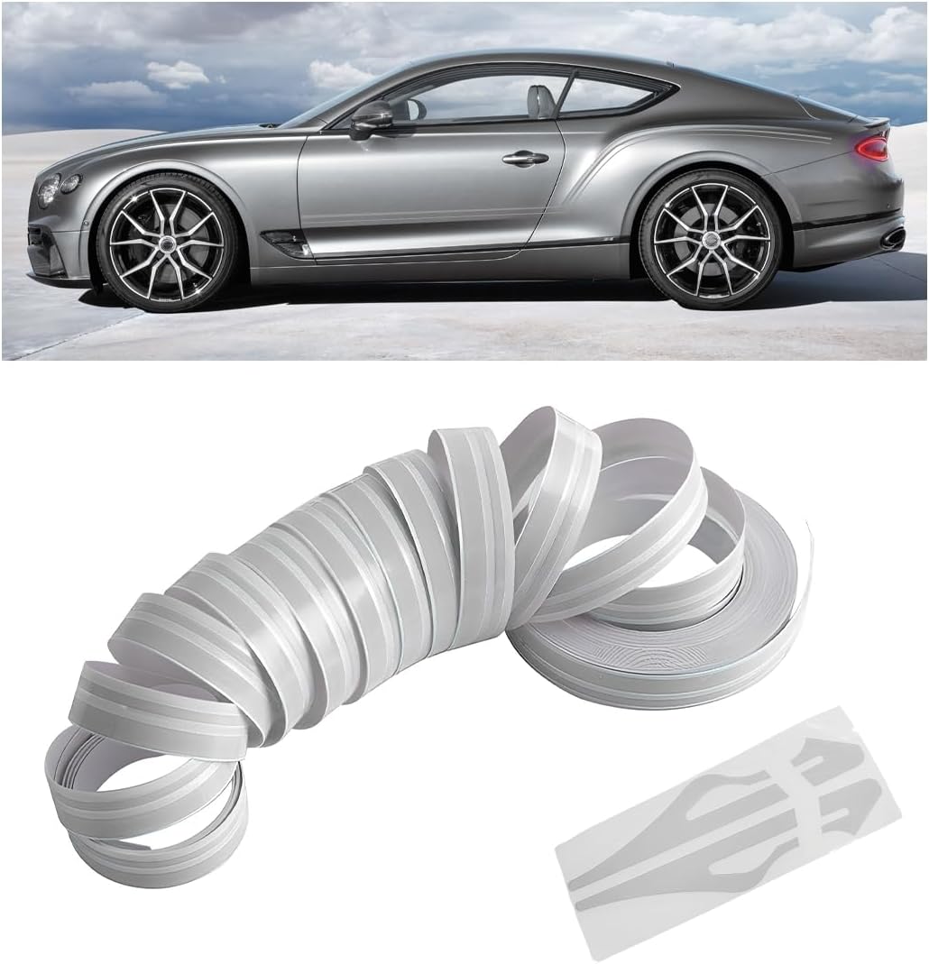 Car Pinstripe Tape, 32 Ft Vinyl Pinstriping Tape DIY Sticker Personalized Decoration, Auto Hood Body Emblems Trim Self-Adhesive Stripe for Motorcycle SUV Pickup, Car Accessories (Gray)