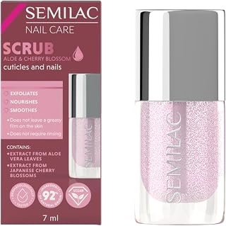 Semilac Cuticle & Nail Scrub - Aloe & Cherry Blossom Wash Off Vegan 92% Natural 7ml