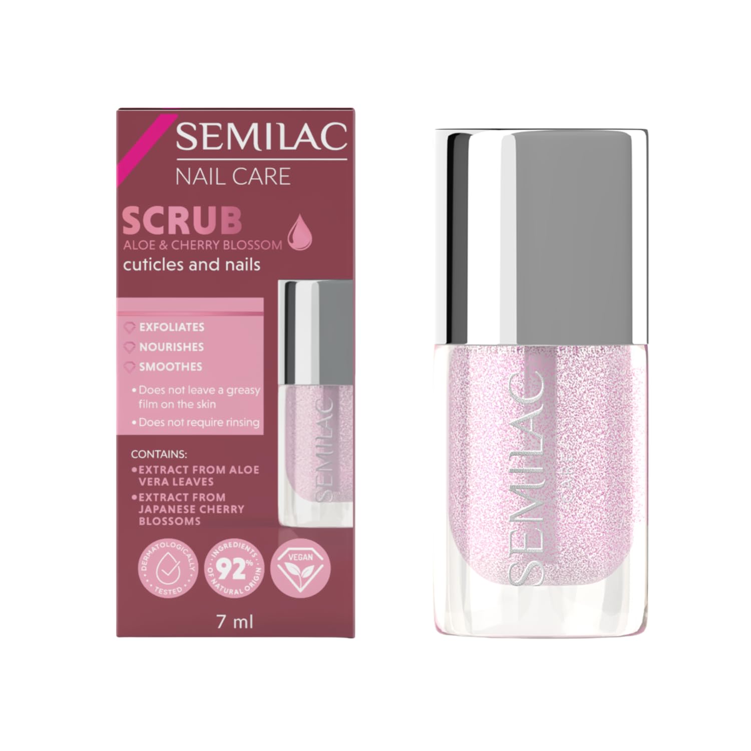 Semilac Pielęgnujący Peeling Do Skórek I Paznokci Aloe & Cherry Blossom 7ml