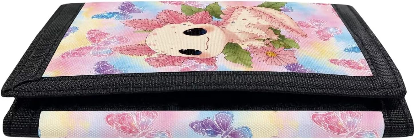 Trifold Wallet for Kids Axolotl Girls Purses for Kids 10-12 Credit Card Holder Wallets Slim Cash Pocket Coin Purse Organizer for Outdoor Travel