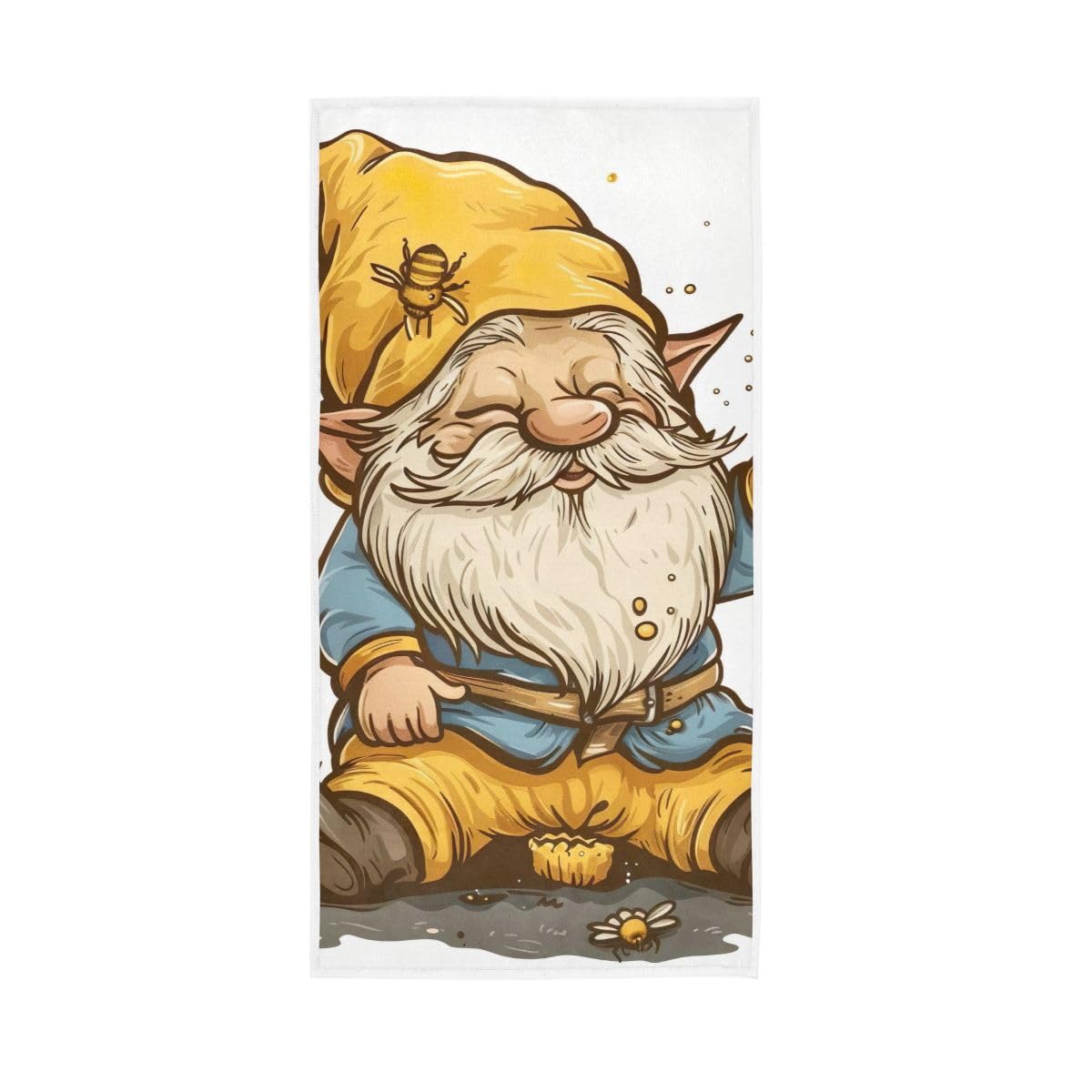 LSRCPD Cartoon Gnome and Honey Hand Towels, 15 x 30 Inches, Soft Highly Absorbent Towels for Bathroom Gym Hotel