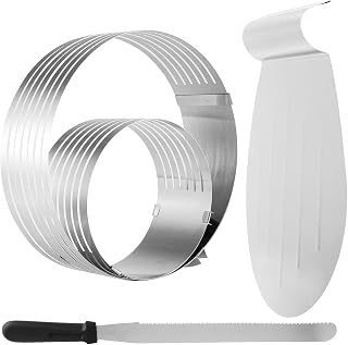 4 pieces cake accessories set stainless steel, cake bottom cutter Ø 24-30, pastry knife, cake ring adjustable Ø 16-30, cake spatula stainless steel baking accessories for making cakes