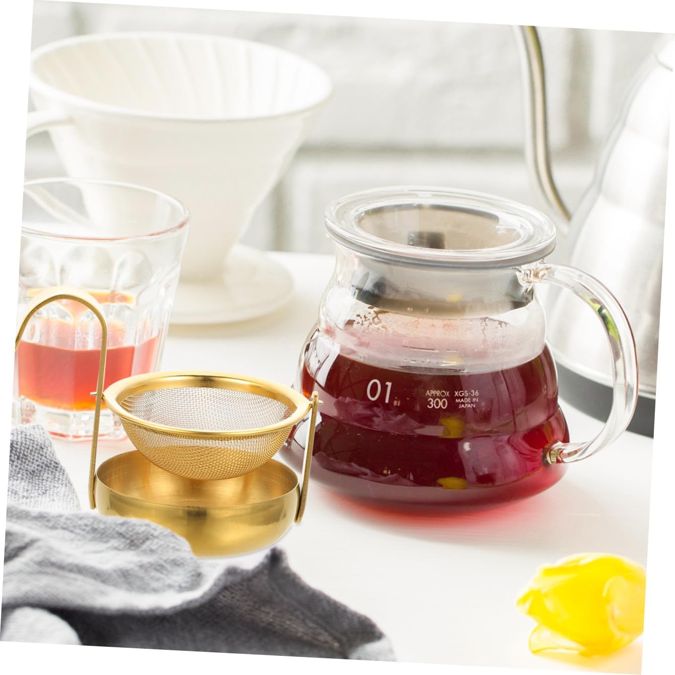 Garneck 5pcs Loose Tea Steeper Tea Infuser Stainless Steel Filtering Mesh for Office and Home Use Easy to Clean Gold Finish