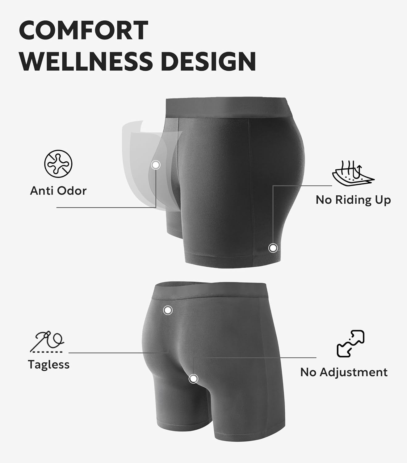 DAVID ARCHY Men’s Boxer Briefs with Covered Waistband & Fly, Breathable Underwear, Moisture-Wicking, 3-Pack - Image 6