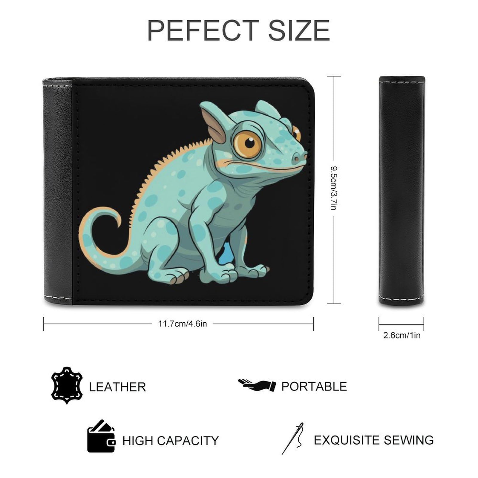 Chameleon Bifold Wallet PU Leather Coin Purse Lightweight Credit Card Holder Wallet Money Clip