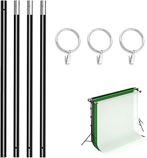 Jorixxy 10ft/3M Background Folding Crossbar, Photography Lighting Muslin Backdrop Support Crossbar, 1 x 3m Crossbar, 3 x Clip