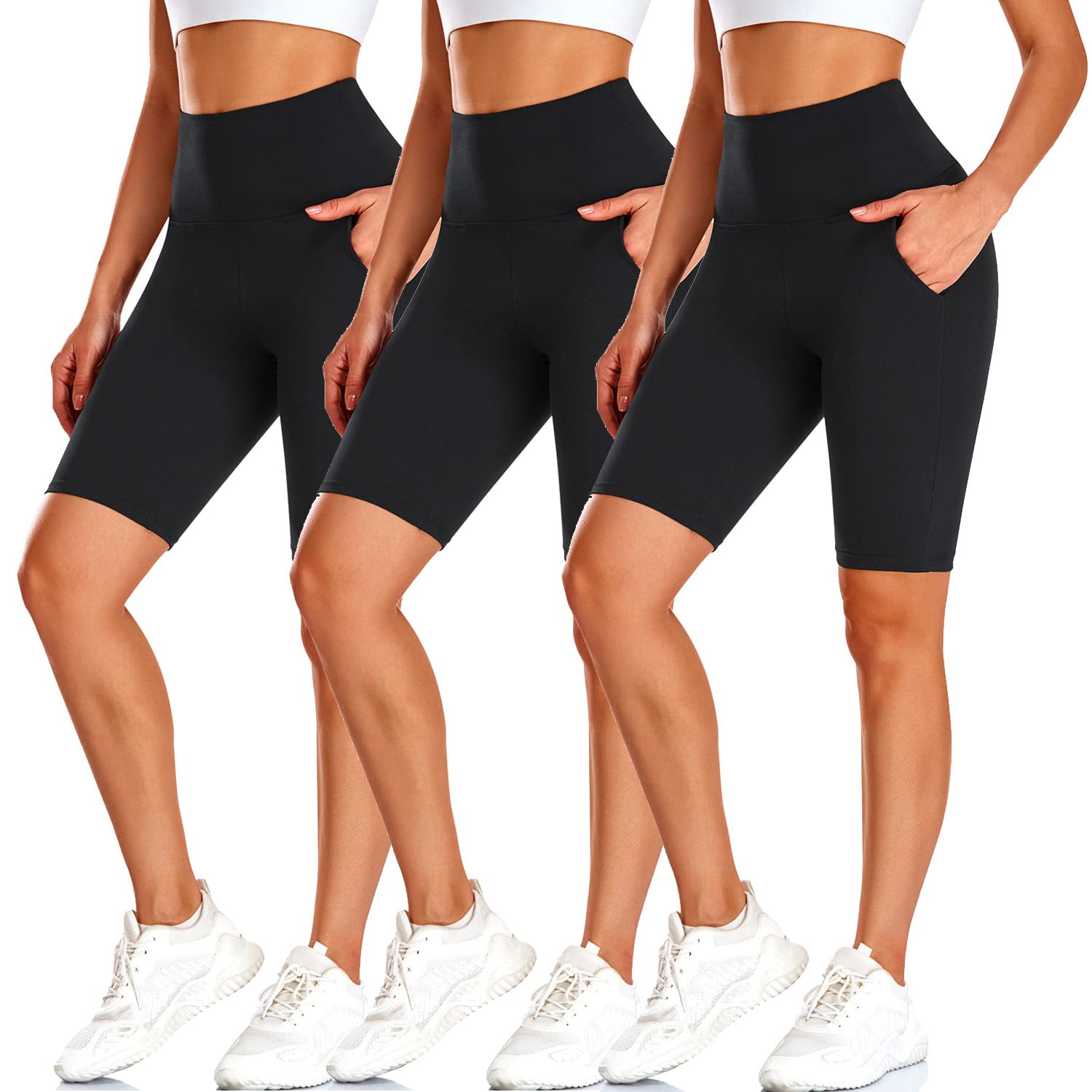 we fleece 3 Pack Biker Shorts for Women-8"/5" High Waisted Workout Running Athletic Yoga Gym Womens Short Pants