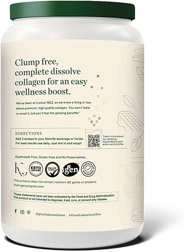 Miniatura 2 de Great Lakes Wellness Péptidos de colágeno bovino en polvo para piel, cabello, uñas, articulaciones y digestión, sin sabor, hidrolizado de disolución