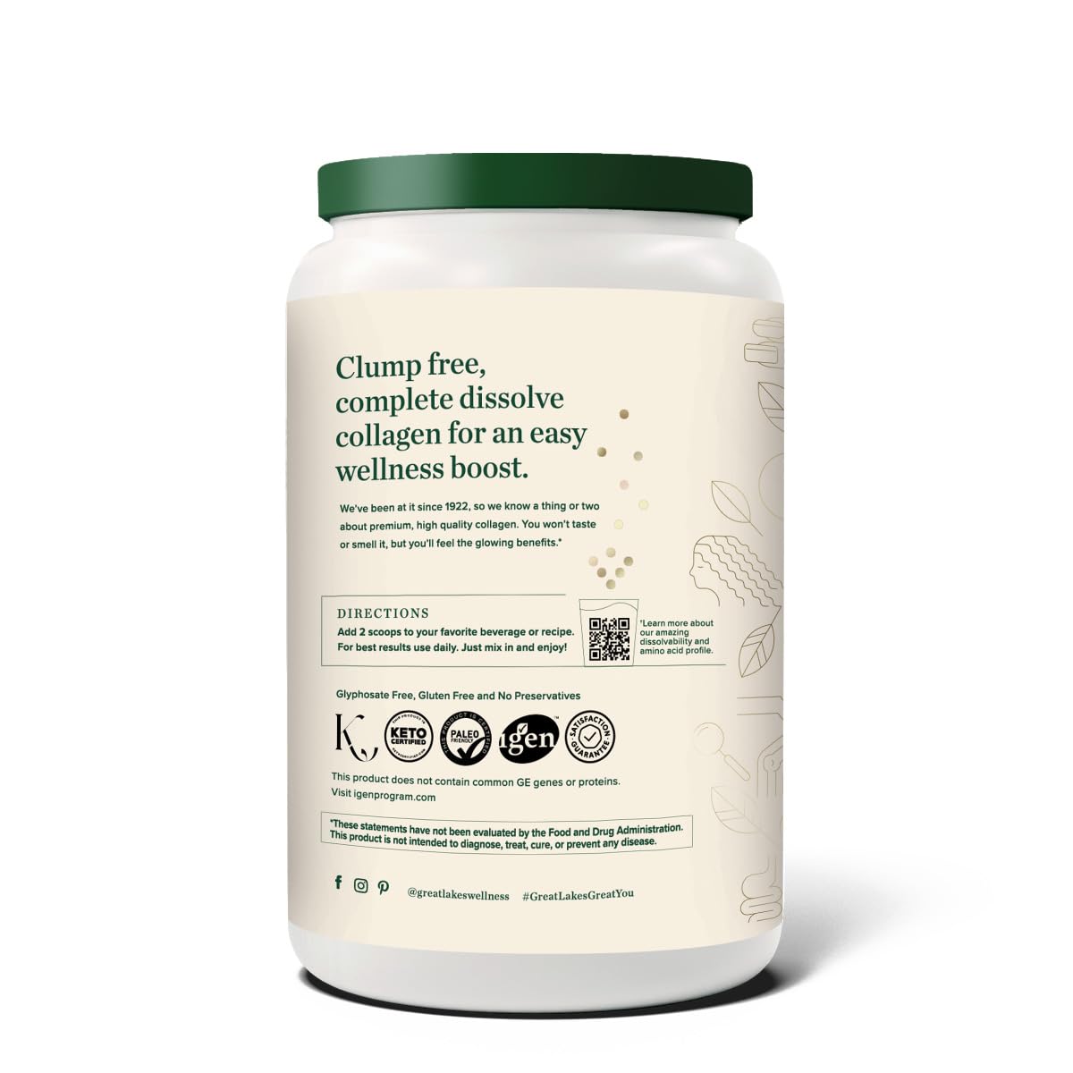 Great Lakes Wellness Collagen Peptides Powder, Unflavored, 32 oz — Amazon image 2