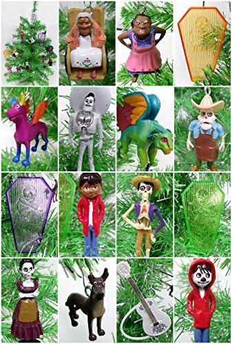 Christmas Tree Ornaments Coco 15 Piece Set Featuring Dante, Miguel and Friends - Around 2" to 3" Tall Unique Shatterproof Design