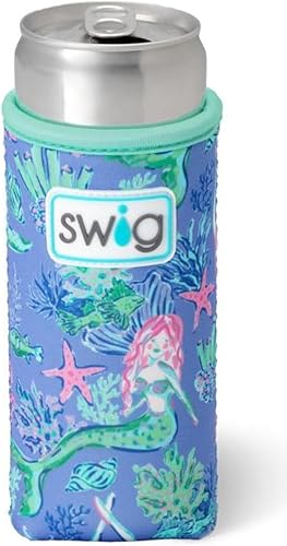 Miniatura 181 de Swig Life Skinny Can Coolie, soporte delgado de 12 onzas, enfriador de neopreno aislado con bolsillo, fundas para botellas de cerveza altas, All