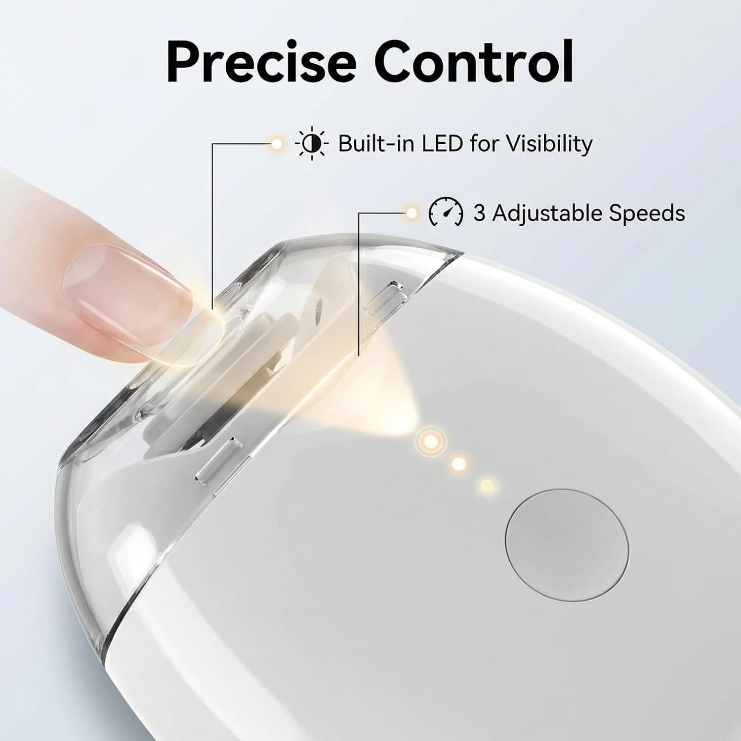 Portable Electric Nail Clipper with LED Light and 3 Speeds,Universal Automatic Fingernail Grinder,360° Silent Auto Fingernail Cutter and Polishing Trimmer for Safe
