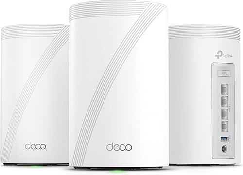 TP-Link Deco 7 Pro BE63 Tri-Band WiFi 7 BE10000 Sistema de malla para todo el hogar – 6-Stream 10 Gbps, 4x2.5G puertos con cable Backhaul, 4 antenas