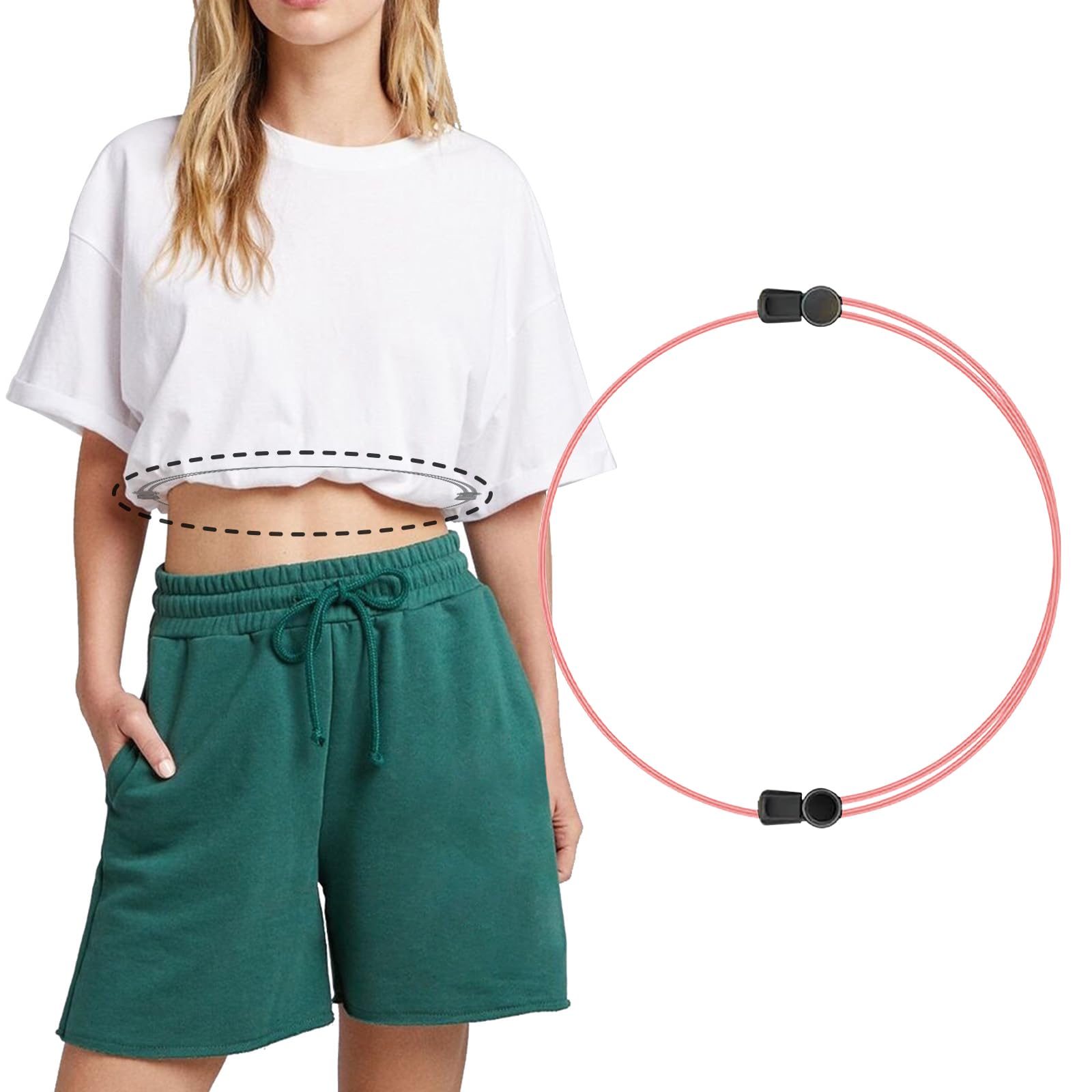 YXYDUM Tuck Band Adjustable Crop Band, Tuck Band Tool for Sweater,Elastic Band for Shirt,Transform The Way You Style Your Tops(Pink), Pink, Large