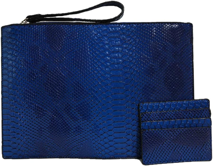 NIGEDU Women Clutches Fashion Snakeskin PU Leather Party Envelope Purse Bag with Hand Strap