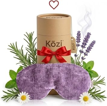 Kozi Weighted Eye Pillow for Relaxation & Sleep | Lavender & Flaxseed Aromatherapy Eye Mask | Microwavable Hot & Cold Compress for Yoga, Meditation, Spa | Sleeping Mask Gift for Women Amethyst