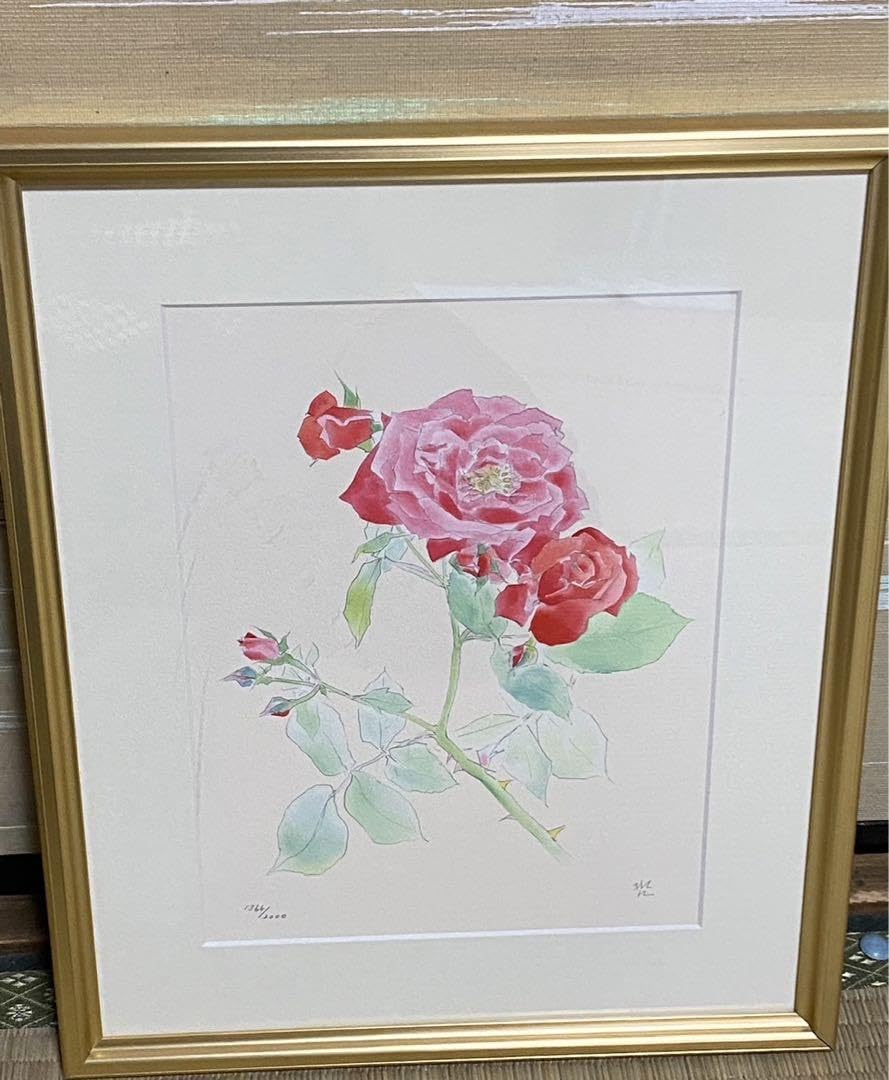 ☆八田哲☆「長春花」リトグラフ　綺麗！ Amazon.co.jp: 八田哲 長春花 リトグラフ 絵画 : ホーム＆キッチン