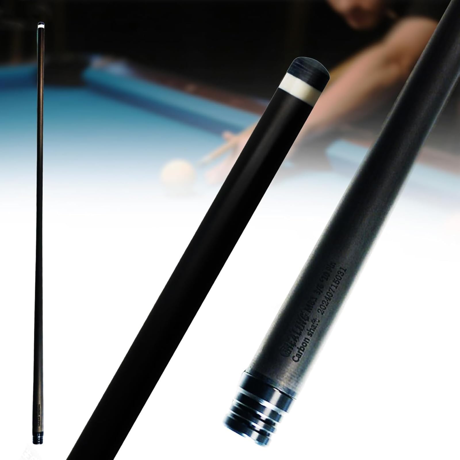 29 インチ ビリヤードキュー前肢 73.7cm カーボン単軸シャフト 低偏転 12.5mm/11.8mm/13mm 115g ステンレス製ジョイント 軽量 交換用 （ブラック）
