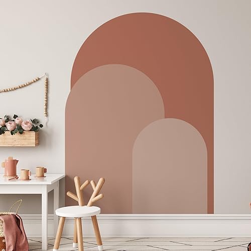 Miniatura 3 de Calcomanía de pared de arco moderno rosa dulce  Adhesivo para pared de arco de despegar y pegar, mural bohemio autoadhesivo extraíble  Adhesivo para