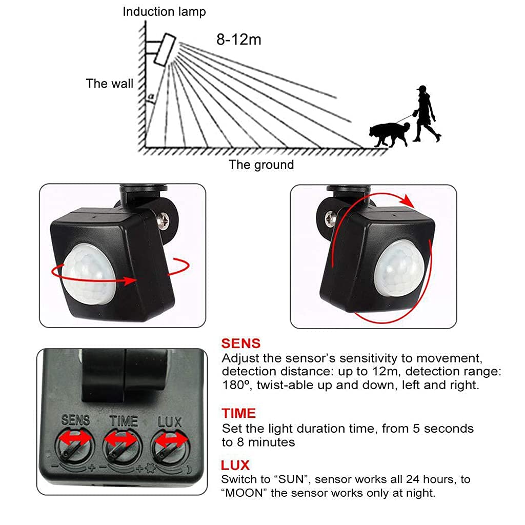 MU Illuminazione a Flood Spot Lighting 10W Led Illuminazione Di Inondazione, Luci Di Sicurezza Impermeabili Ip66 con Sensore Di Movimento, Sensore Pir ad Alta Potenza Luce Esterna, Lampada da Parete