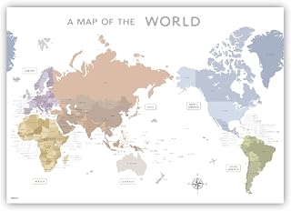 ノートライフ くすみカラー 世界地図 A2 サイズ (60×42cm) 防水 ポスター パステルカラー 日本製