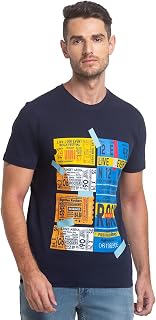 Parx Men's Pure Cotton Graphic Pattern Regular Fit Round Neck Half Sleeve Casual T-Shirt