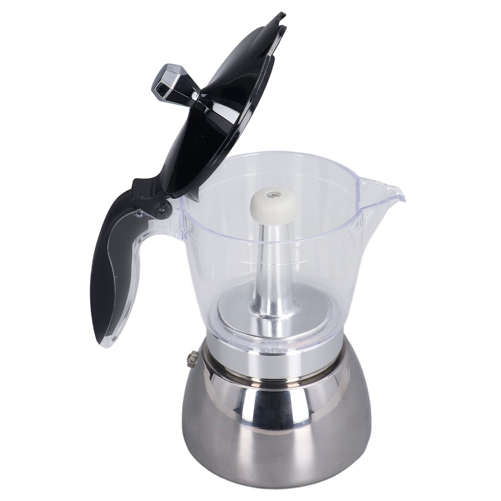 Cuisinière 6 Tasses Pot Clair ABS Dessus en Acier Inoxydable Cafetière Maison, Cafetière Italienne Cuisinière et Induction