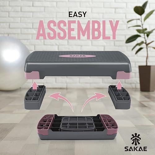 Miniatura 5 de Juego de pasos aeróbicos de altura ajustable con 2 mancuernas y cinta métrica, plataforma de ejercicios de entrenamiento con elevadores de nivel, 4