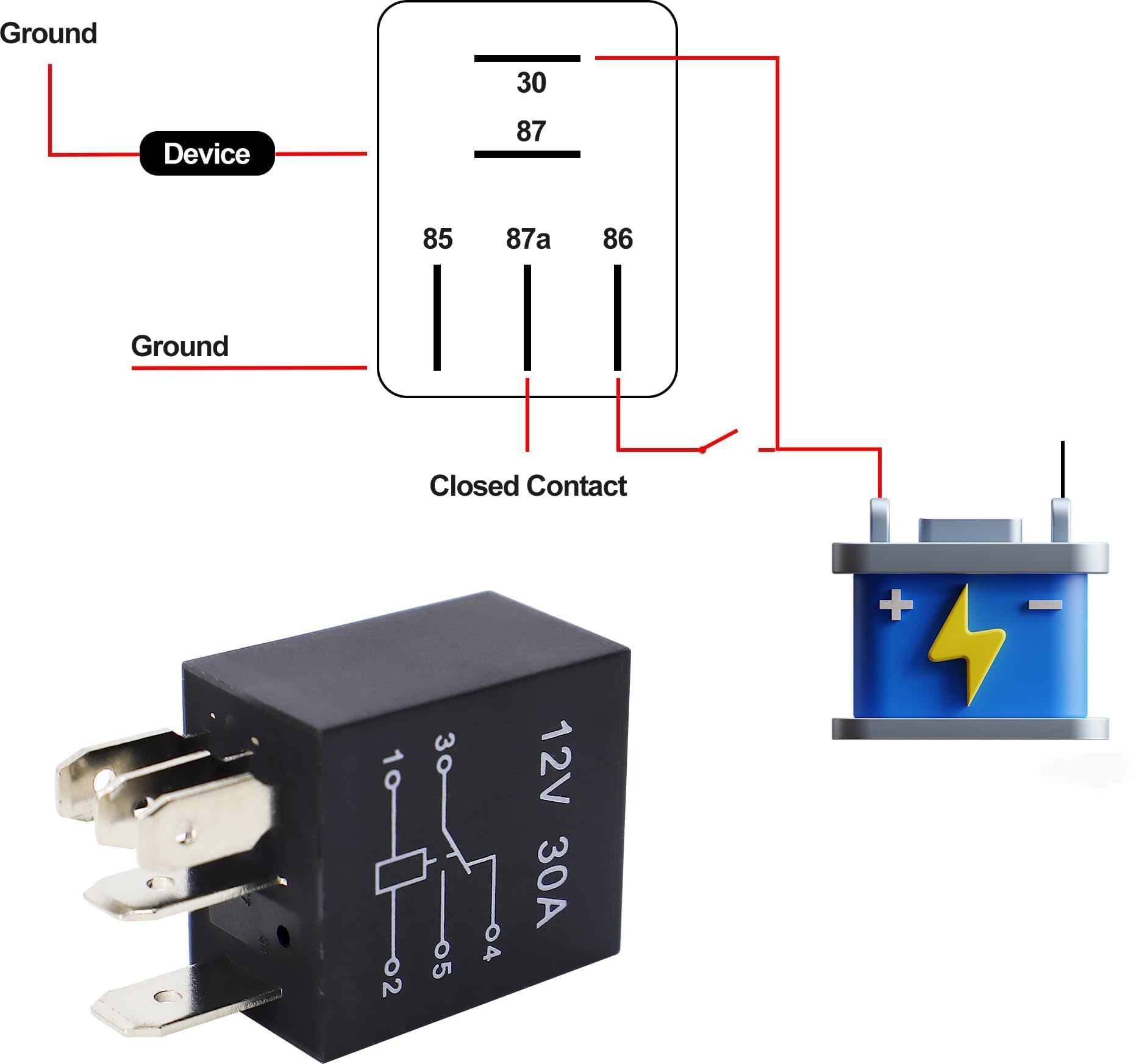 Rel&egrave; 250A 12V SPDT 5 Pin &ndash; Accensione/spegnimento Per Auto, Camion, Barca