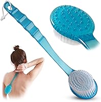 KTDeals Long Handle Bath Body Brush - Exfoliating Back Shower Scrubber for Body & Feet, Soft Nylon Bristles, Blue, 14 Inch Reach