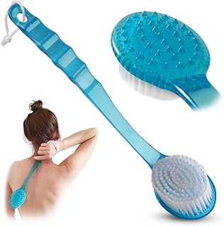 KTDeals Long Handle Back Shower Brush - 14 Inch Exfoliating Body Scrubber with Soft Nylon Bristles for Back, Body & Feet (Blue)