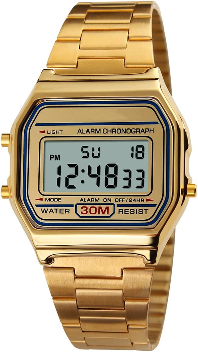 ROSEBEARBusiness Uhr Herren Luxus Uhren 30M wasserdichte Edelstahl Sportuhr Digital Armbanduhren