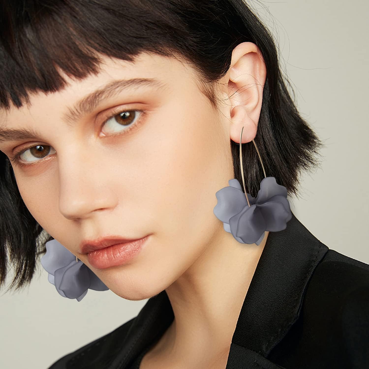 Unique Handmade Bohemian Resin Flower Petal Dangle Earrings Large Long Acrylic Rose Flower Tiered drop Earring Statement Summer Party Exaggerated Floral Tassel Hook Earrings for Women - Image 4