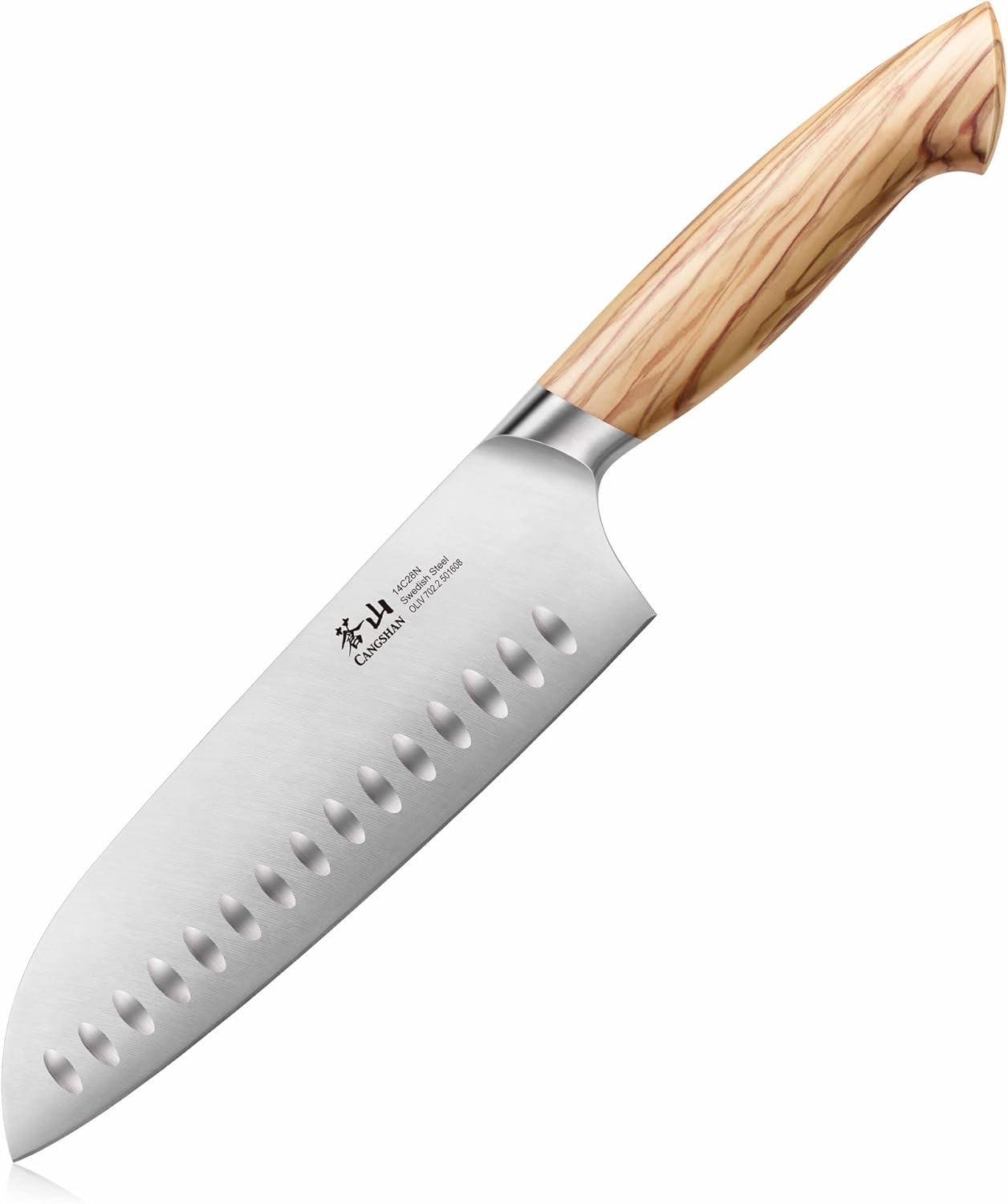 Cangshan OLIV Series 7-Inch Santoku Knife, Forged Swedish 14C28N Steel, 501608
