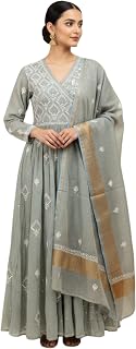 RUMINARI Pure Tissue Silk Unstitched Kurta Dupatta Set for Women | Handcrafted Chikankari Ethnic Wear for Festive, Weddin... Price In India