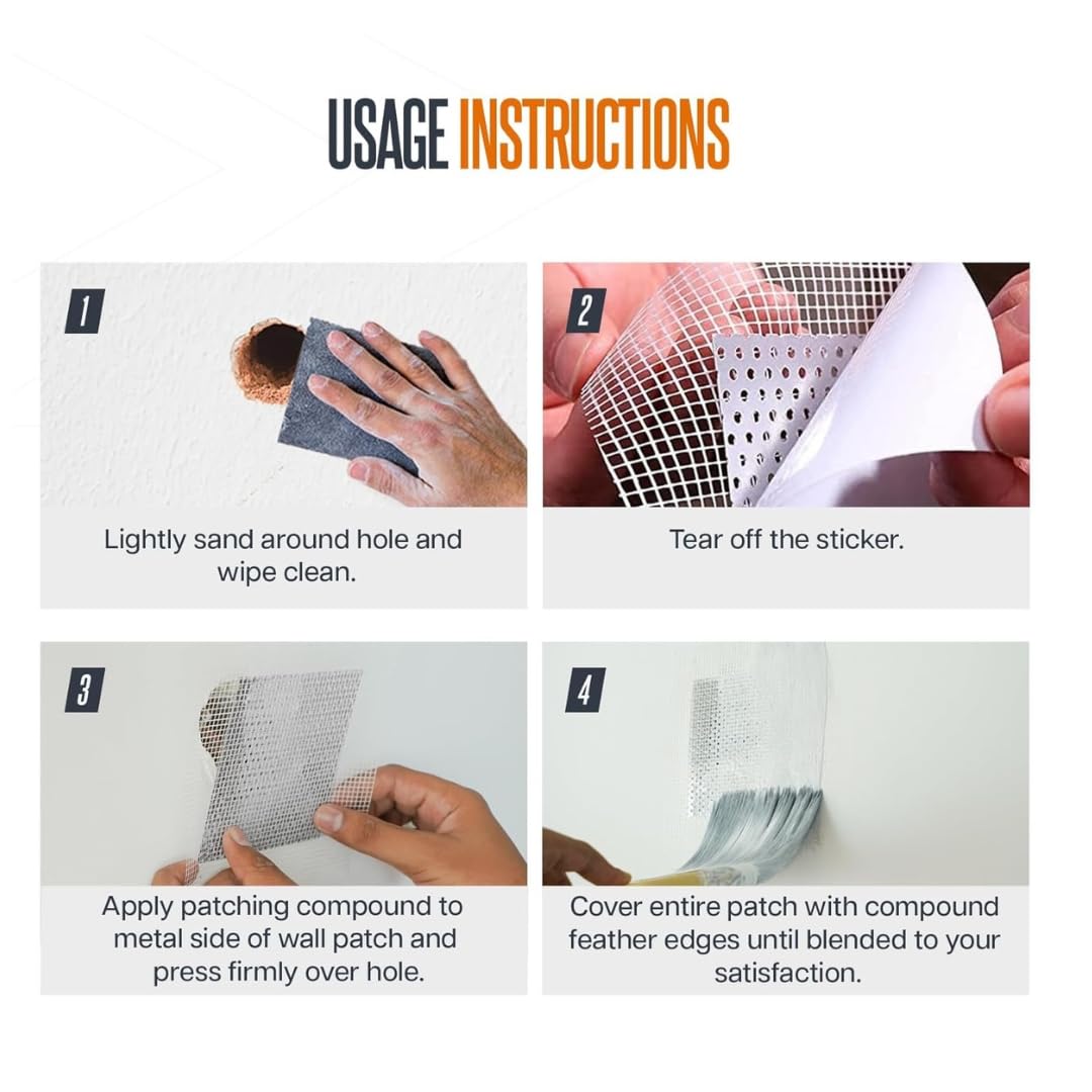 Paquete de 3 parches de pared autoadhesivos de fibra de vidrio de 10 cm x 10 cm, parche de reparación de pared, parche de yeso autoadhesivo, kit de reparación de paneles de yeso para reparar agujeros