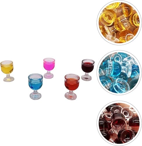 Miniatura 8 de ibasenice Juego de 10 tazas de cristal al azar, decoración de juegos de fiesta, adornos en miniatura, juego de pequeñas copas de vino, mesa para el