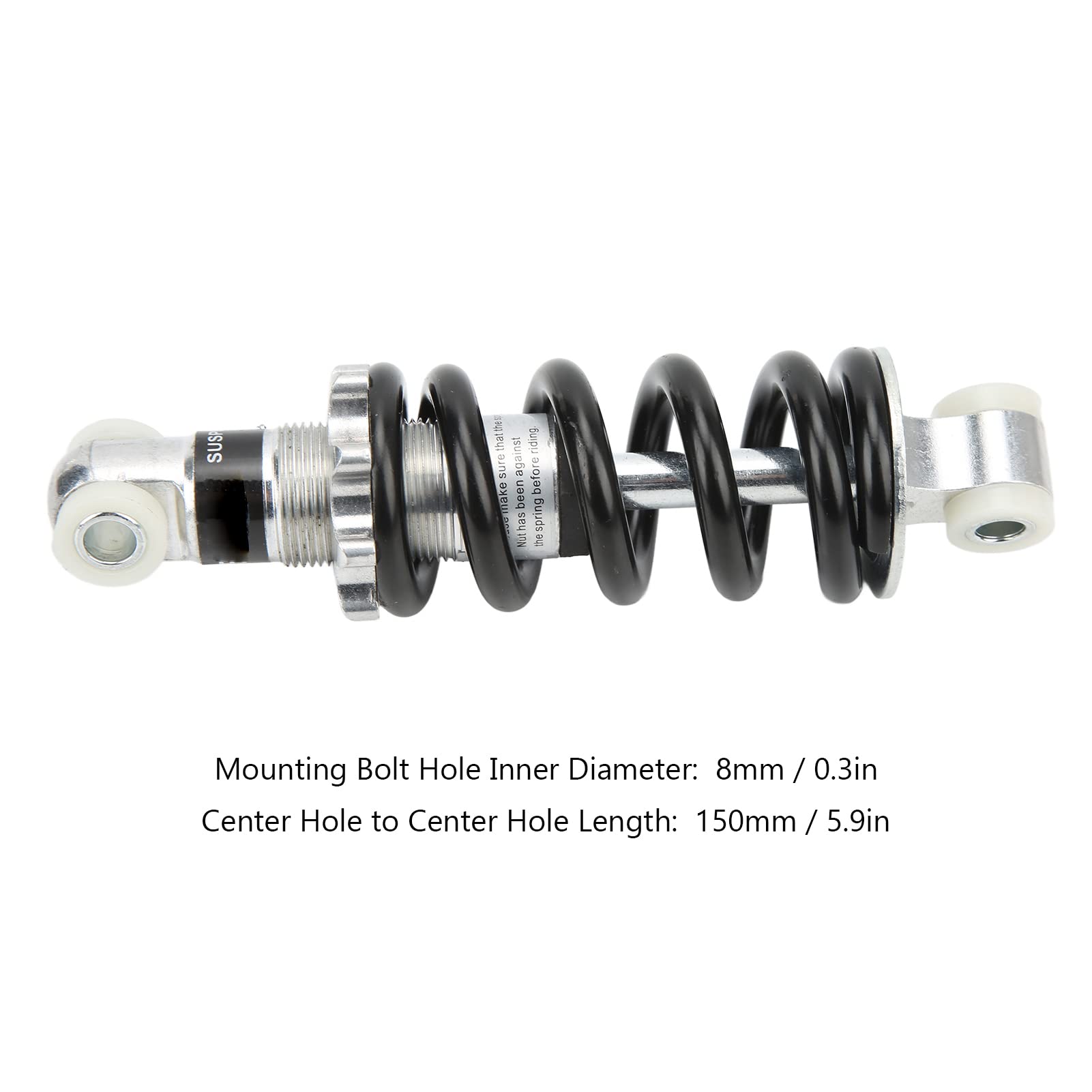 Ammortizzatore Posteriore per Bici, 150 mm 750 Libbre 8 mm Foro Ammortizzatore Regolabile Molla Ammortizzatore per Mountain Bike, Bici Elettriche, Motocicli, Atv