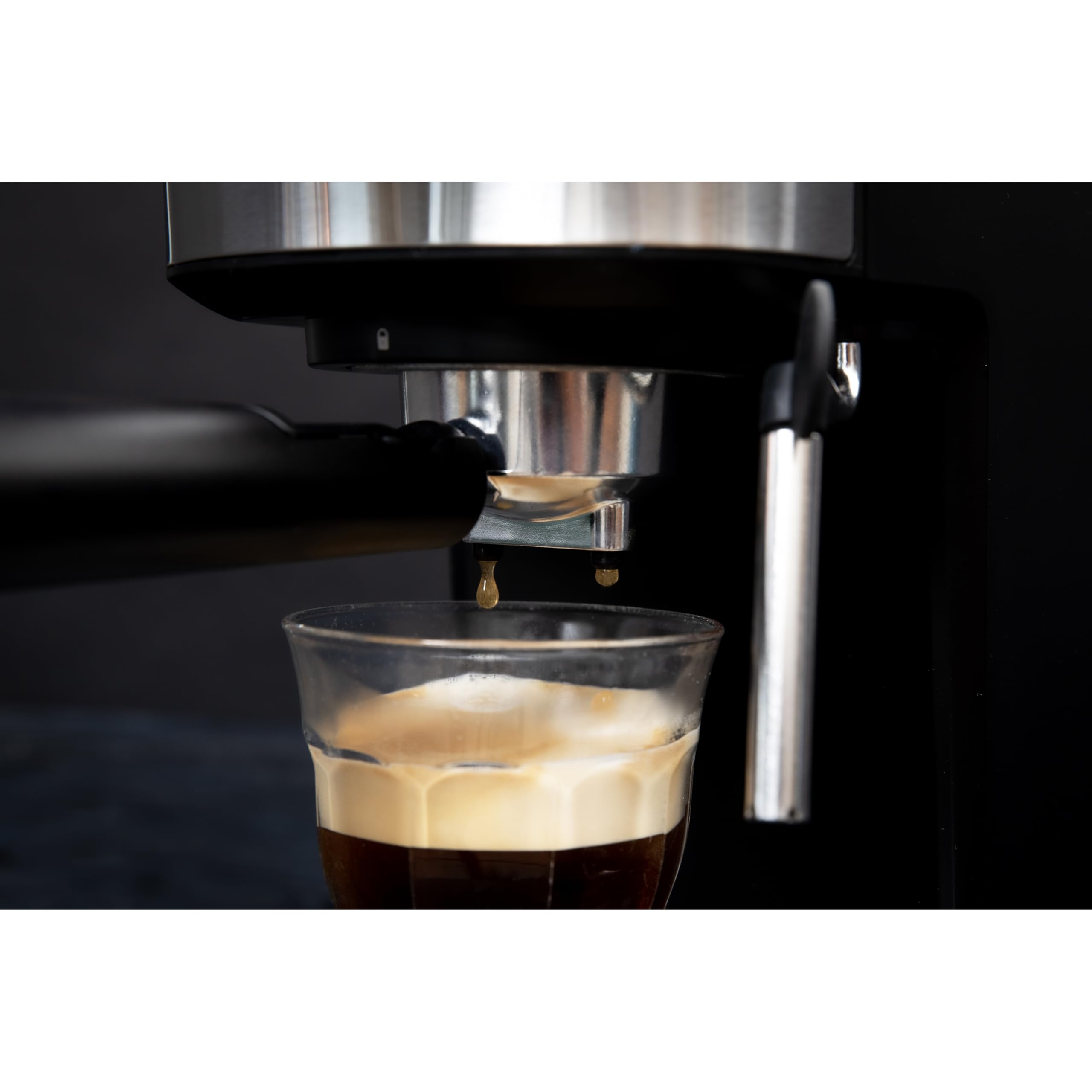 Gastronoma 18110002 - Cafetera espresso con café molido y espumador de leche - Cafetera con granos molidos - Negro