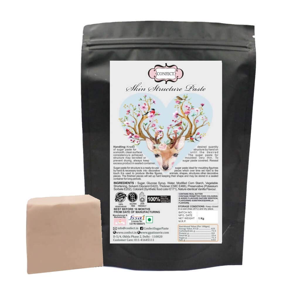 Confect Skin Sugar Paste | Pastel Edible Sugar Paste | Fondant for Cake Decoration | Edible Fondant Chefs Choice for Cake Decorating - 1 KG (B08BLVQ4W4) Amazon Price History, Amazon Price Tracker