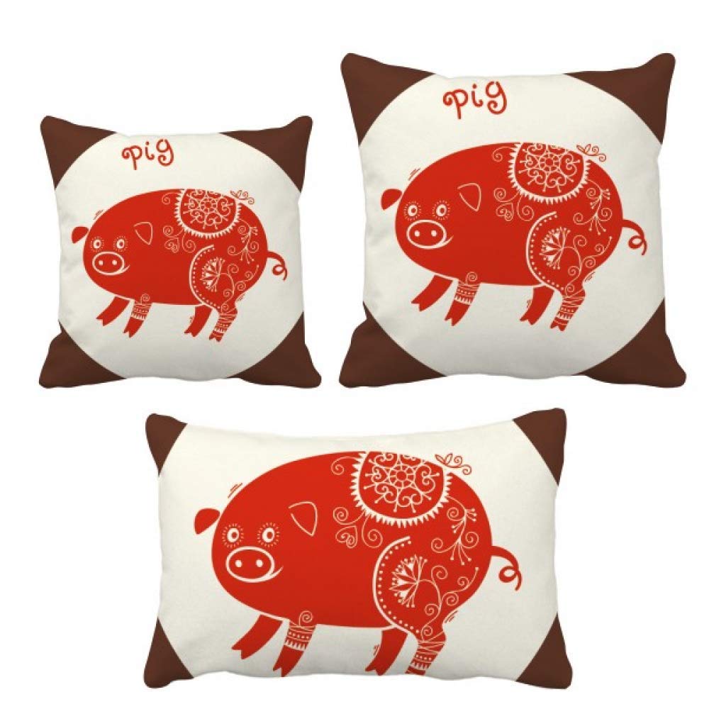Coussin année du cochon rouge animal chine zodiaque pour décoration sofa et lit