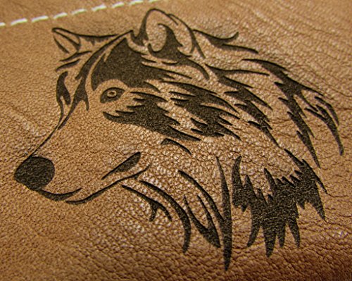 North Star Men's Leather Squeeze Coin Pouch Change Holder (3.25 X 3 X 0.25 Inches, Wolf Head Tan)2
