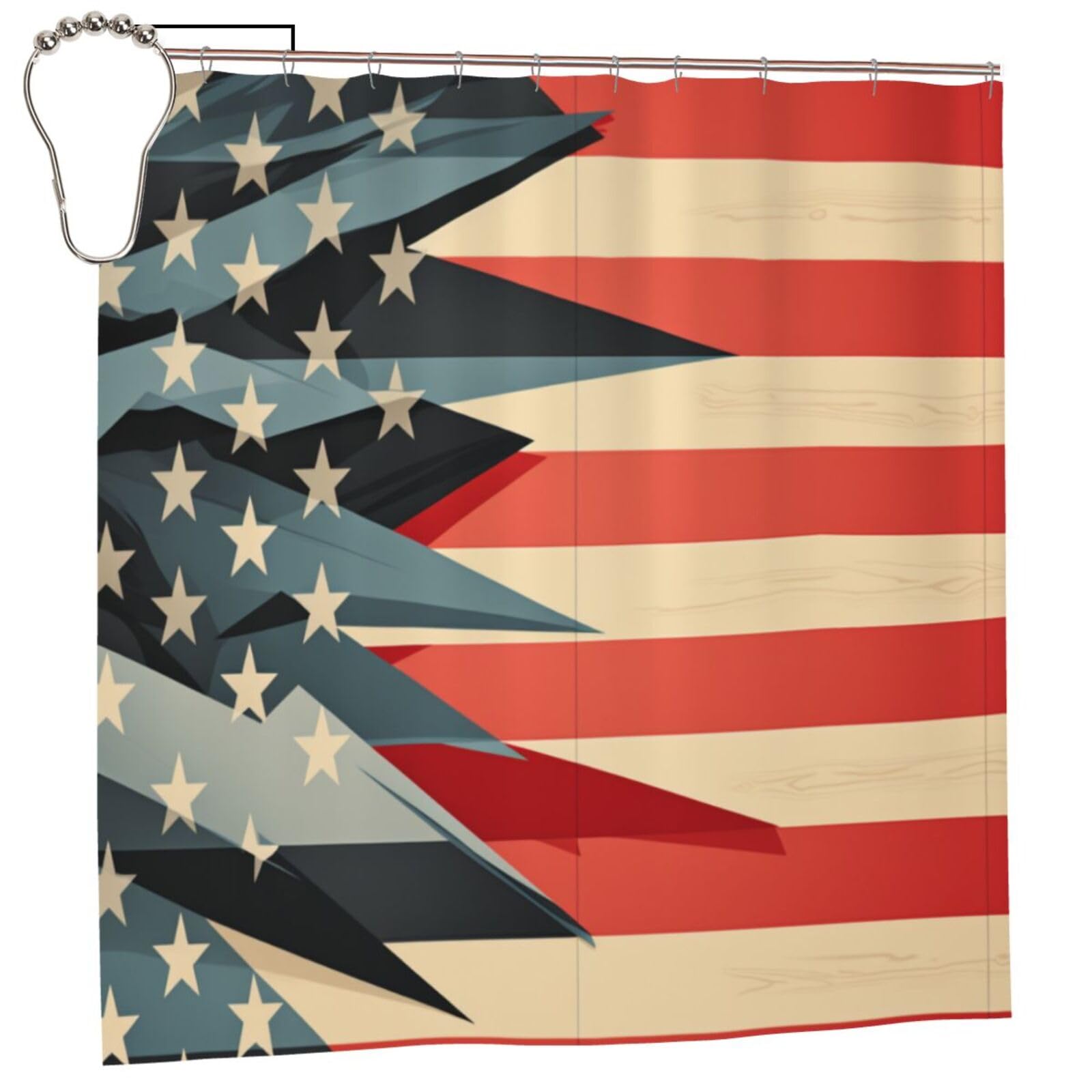 Klgrtjhk Iron United States Flag Shower Curtain 72X72in Bathroom Curtain﻿