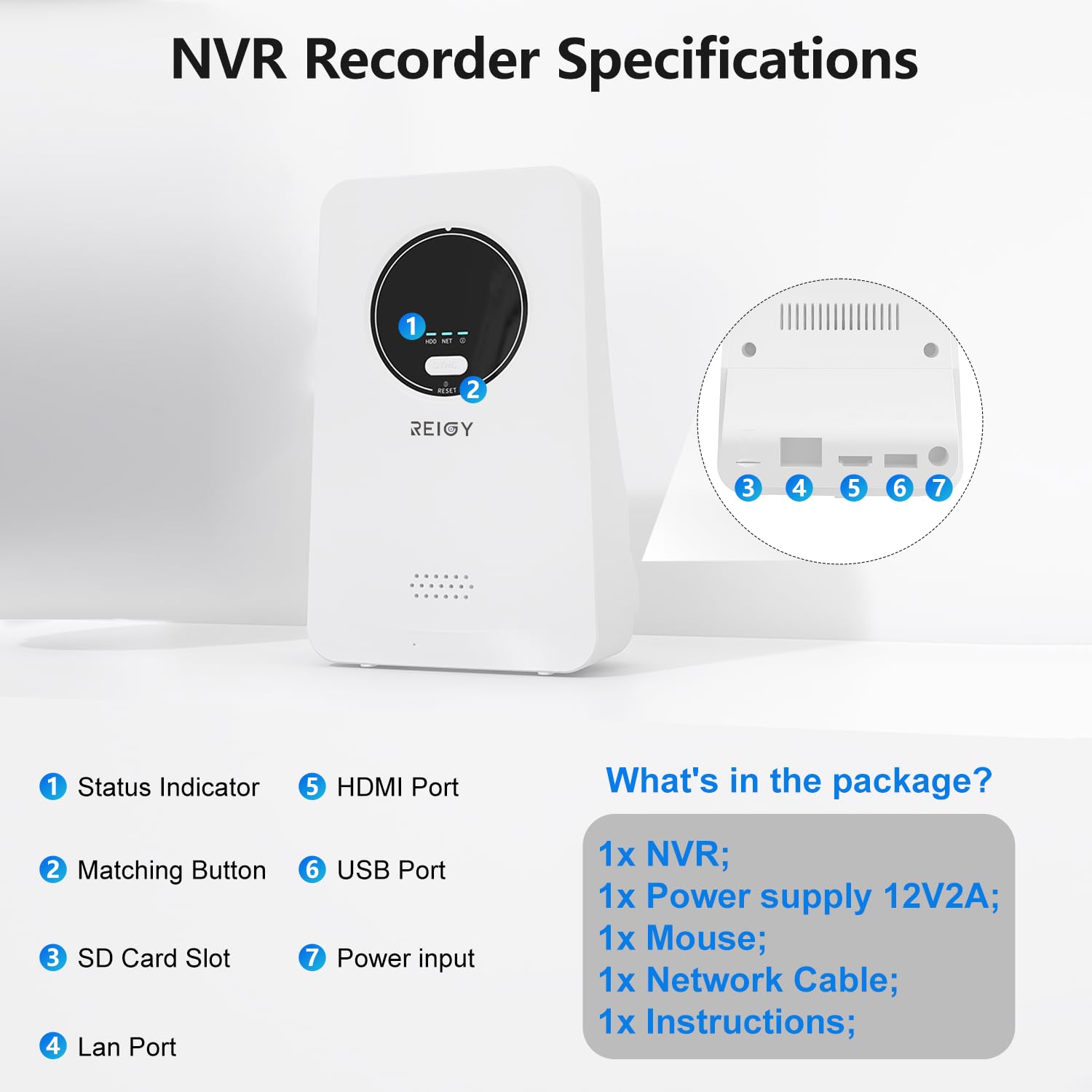 REIGY NVR WiFi 10CH Compatible Uniquement avec Les caméras, Peut connecter jusqu'à 10 caméras