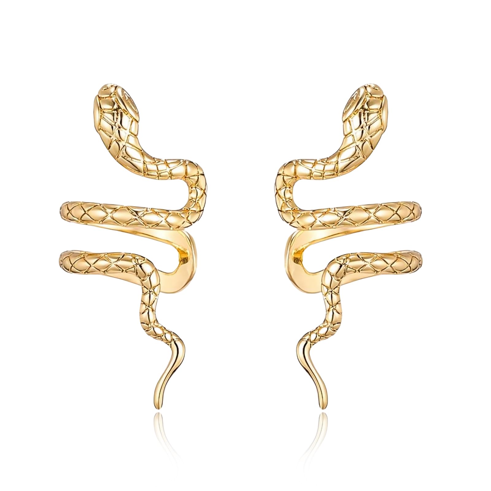 PUBBCIA2 Pcs Snake Ear Cuff For Women Men Punk Gold Silver Snake Ear Cuff Non Animal Snake Copper Clip on Earrings For Teen Girls